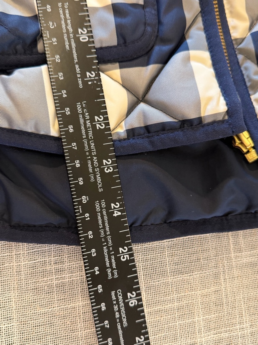 J. Crew Factory Down Puffer Vest Plaid Quilted Navy Tan Women XXS - Picture 7 of 9